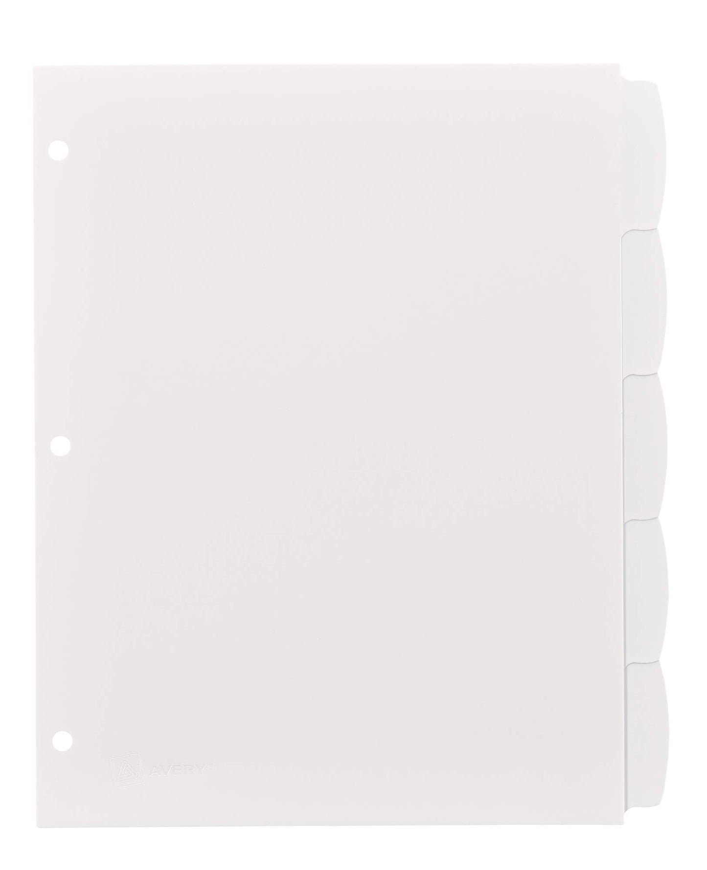 Avery Big Tab Write & Erase Durable Plastic Dividers for 3 Ring Binders, 5-Tab Set, White, 1 Set (16370)