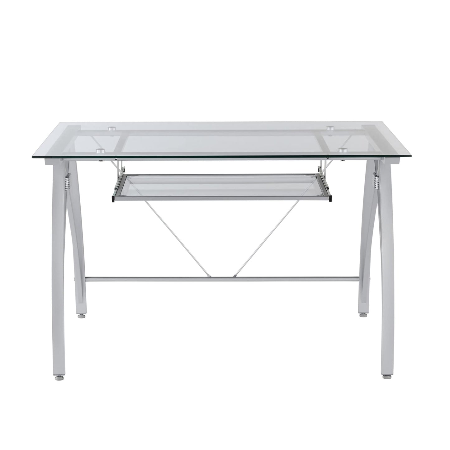 Realspace� Vista 48" W Glass Computer Desk, Silver