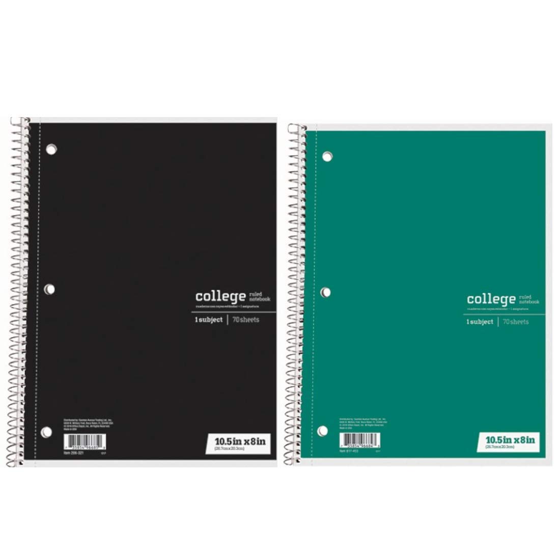 Office Depot College Ruled 1 Subject Spiral Notebook 70 Sheets 10.5 inch x 8 inch Green and Black