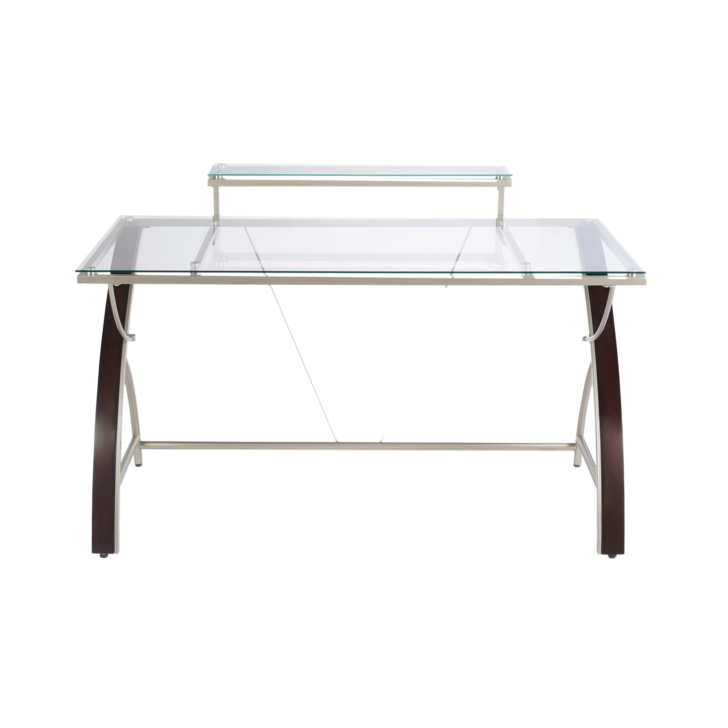 Realspace� Axley 55" W Glass Computer Desk, Cherry/Silver