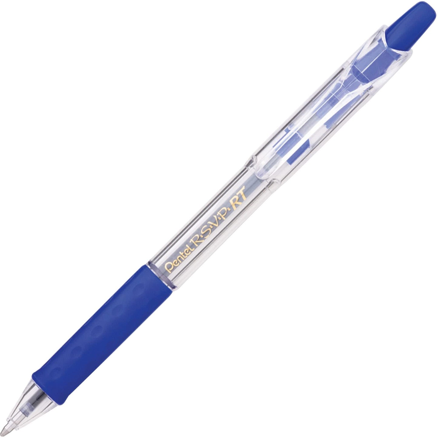 Pentel� R.S.V.P.� RT Retractable Ballpoint Pens, Medium Point, 1.0 mm, 61% Recycled, Transparent Blue Barrel, Blue Ink, Pack Of 12 Pens