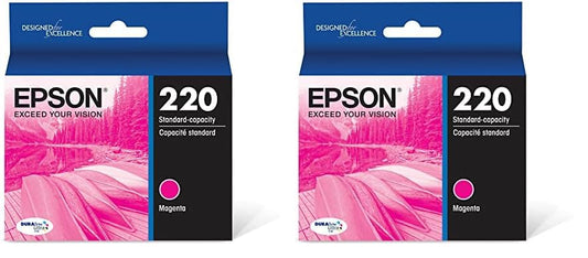 Epson T220 DURABrite Ultra -Ink Standard Capacity Cyan -Cartridge (T220320-S) for Select Expression and Workforce Printers, Magenta, 1 Count (Pack of 2)