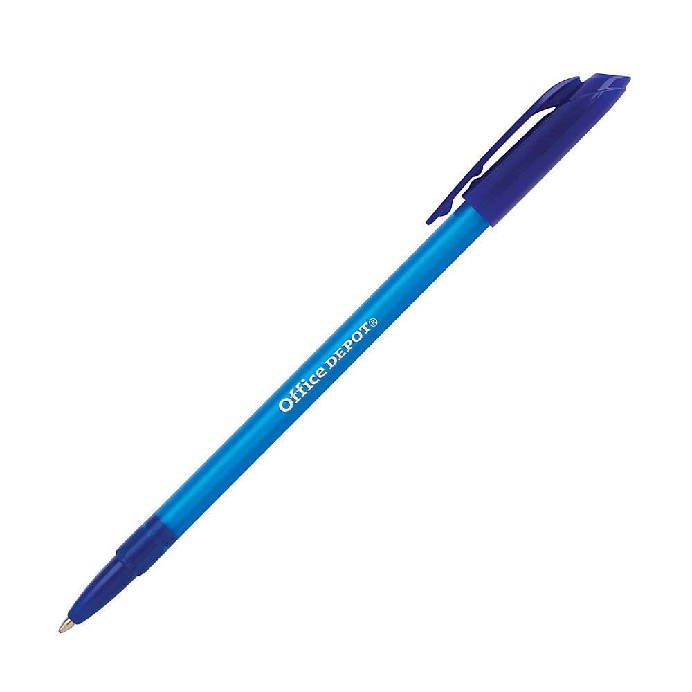 Office Depot� Brand Ballpoint Stick Pens, Medium Point, 1.0 mm, Blue Barrel, Blue Ink, Pack Of 36