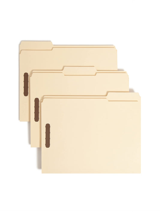 Smead 100% Recycled Fastener File Folder, 2 Fasteners, Reinforced 1/3-Cut Tab, Letter Size, Manila, 50 per Box (14547)