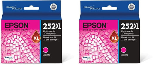 Epson 252 DURABrite Ultra Ink High Capacity Magenta Cartridge (T252XL320-S) Works with Workforce WF-3620, WF-3640, WF-7110, WF-7610, WF-7620, WF-7710, WF-7720, WF-7210 (Pack of 2)