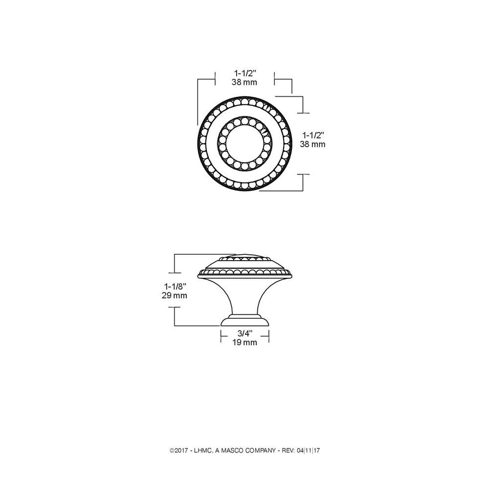 Liberty PBF808L-VBR-U 32mm Ball Top Kitchen Cabinet Hardware Knob