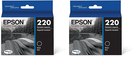 Epson T220120 DURABrite Ultra Black Standard Capacity -Cartridge -Ink (WF-2760, WF-2750, WF-2660, WF-2650, WF-2630, XP-424, XP-420, XP-320) (Pack of 2)