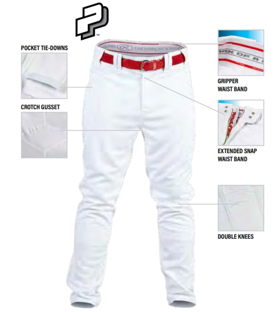 Rawlings PRO 150 Series Game/Practice Baseball Pant | Adult XX-Large | White| Relaxed Fit