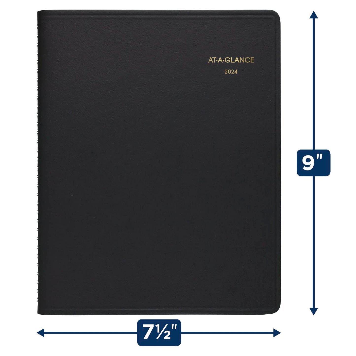 AT-A-GLANCE 2024 Weekly Planner, Quarter-Hourly Appointment Book, 7" x 8-3/4", Medium, Telephone/Address Pages, Black (709510524)