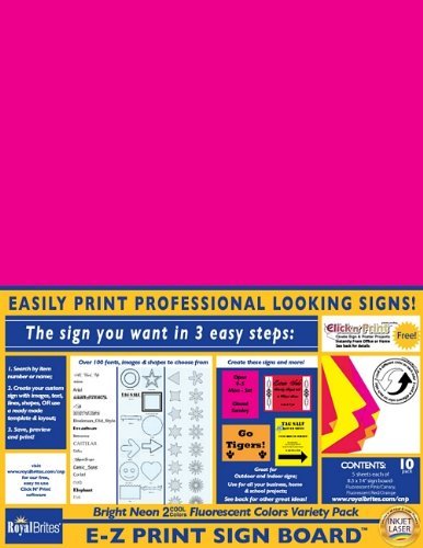 EZ Print Sign Board 2 Cool Neon Assorted Colors, 8.5"x14", 10/PK