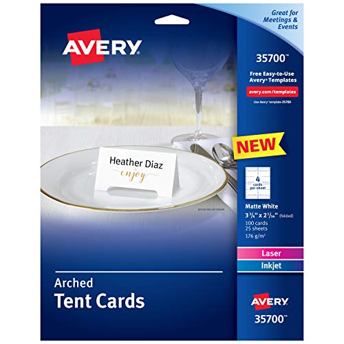 Avery Printable Arched Tent Cards with Sure Feed Technology