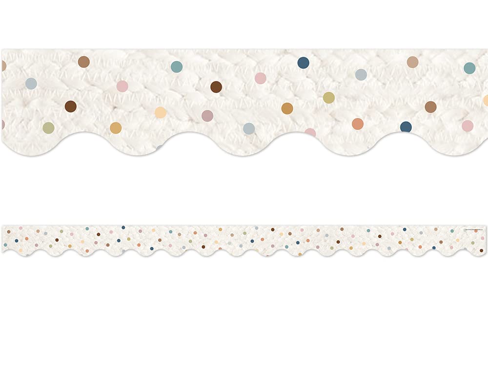 Teacher Created Resources Everyone is Welcome Dots Scalloped Border Trim (TCR7158)