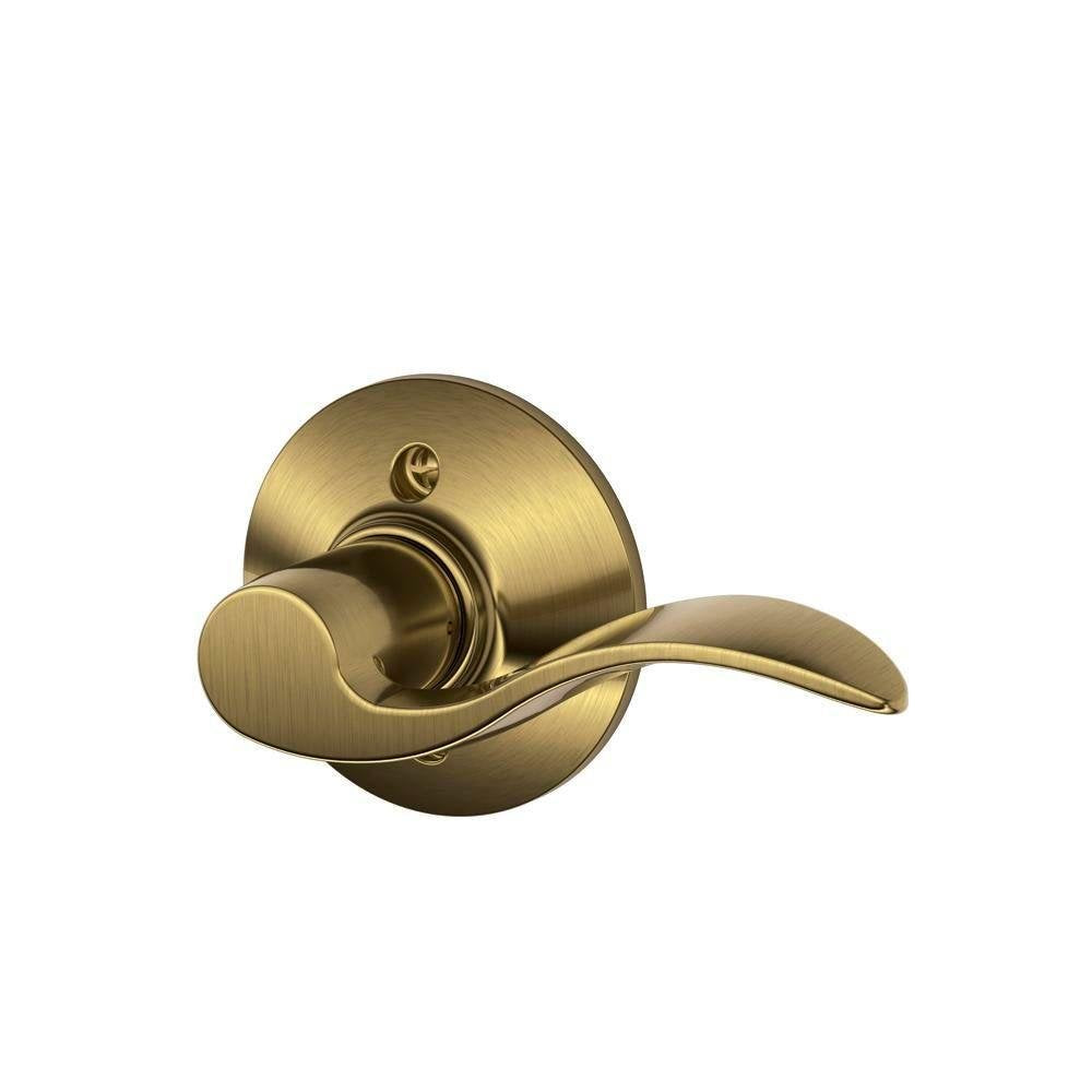 SCHLAGE F170ACC609RH ACC 609 F170 Rh Accent Decorative Dummy Door Lever, 2.72 In Projection X 4-1/8 In L, Antique Brass