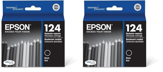 Epson T124120-S DURABrite Ultra Black Moderate Capacity Cartridge Ink (Pack of 2)