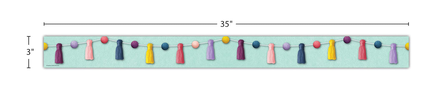 Teacher Created Resources Oh Happy Day Pom-Poms and Tassels Straight Border Trim