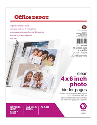 Office Depot Brand Photo Pages, 4in x 6in, Pack of 10