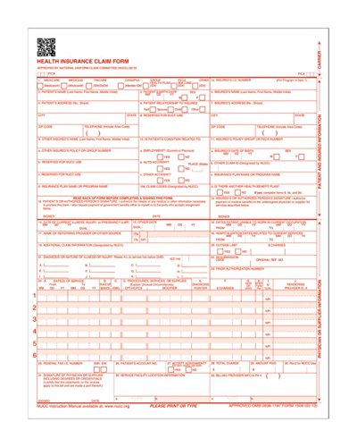 Adams Health Insurance Claim Forms for Laser Printer, 8.5 x 11 Inches, 250 per Pack (CMS1500L2V), White