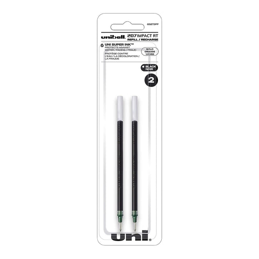 uni-ball® 207™ Impact™ RT Gel Pen Refills, Bold Point, 1.0 mm, Black, Pack of 2 Refills