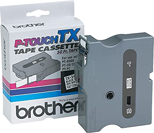 Brother TX2411 TX Labeling Tape for PT-8000, PT-PC, PT-30/35, 3/4-Inch w, Black on White