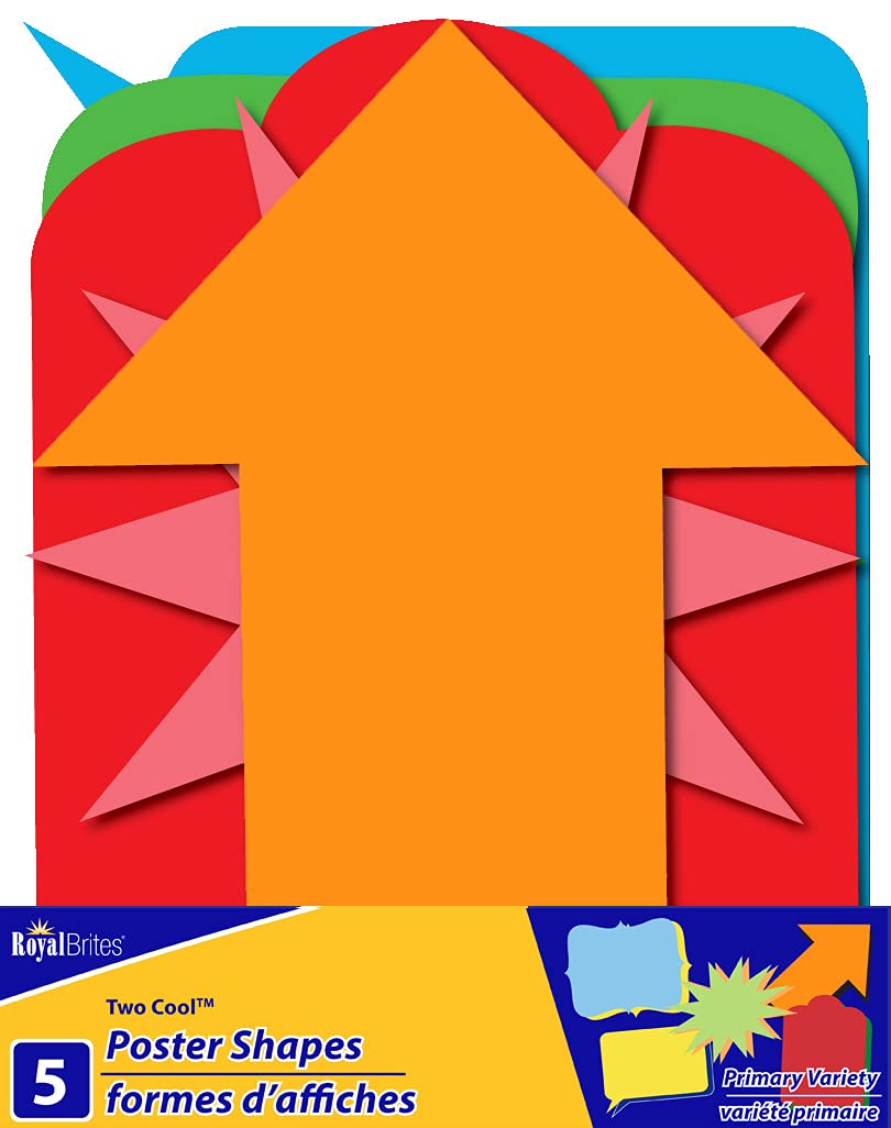 Royal Brites Poster Board Shapes, 11 x 14 Inches, Primary Colors, Set of 5