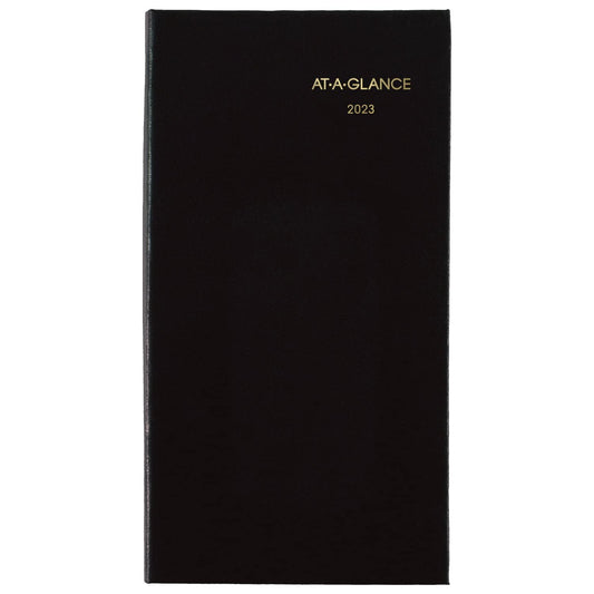 AT-A-GLANCE 2023 Weekly & Monthly Diary, Fine Diary, 3" x 6", Hardcover, Telephone/Address Pages, Black (720205)