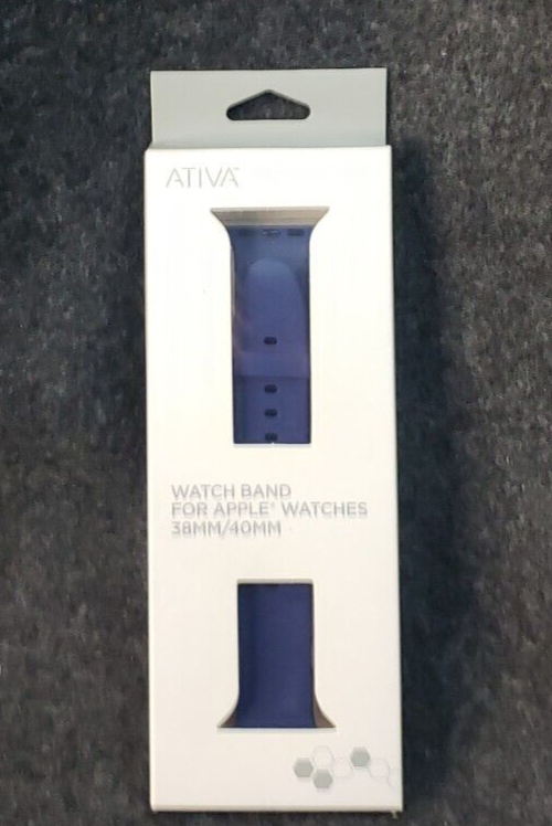 ATIVA Silicone Watch Band for Apple Watch, Blue - 38mm & 40mm - New In Box