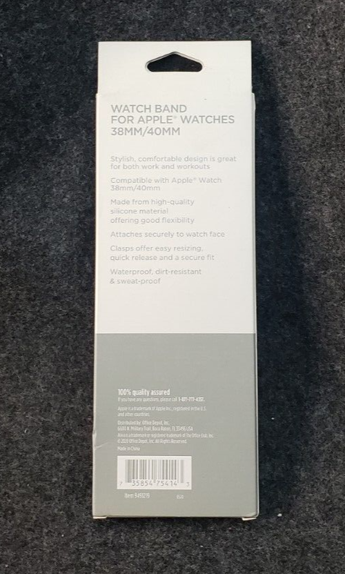 ATIVA Silicone Watch Band for Apple Watch, Blue - 38mm & 40mm - New In Box
