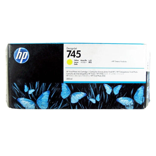 Genuine HP 745 Yellow 300ml Ink Cartridge F9K02A Designjet Z2600 Z5600- EXP 04/2021