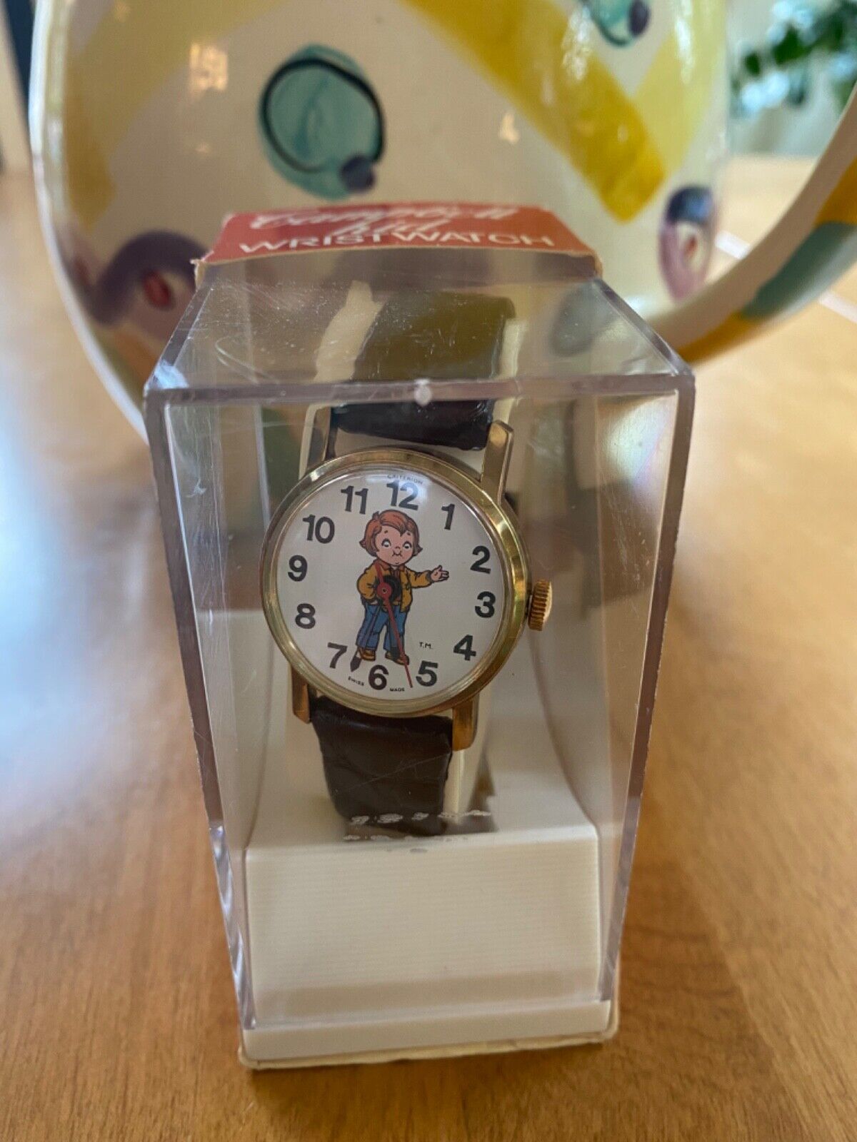 Campbell Kid Wristwatch, Criterion Watch Blk Band, Boy, Original Display Case