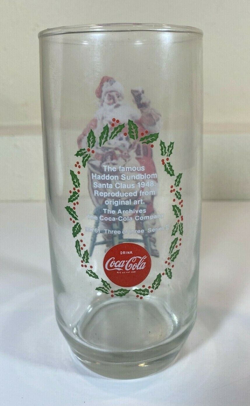 Coca Cola 1948 Haddon Sundblom Santa Claus Glass 93761 3 of 3 Series II Coke