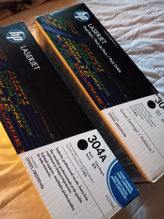 Genuine HP 304A Black Toner Cartridge CC530A for HP CP2025 or CM2320mfp x 2