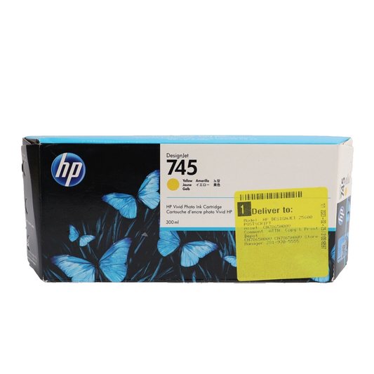 🔥GENUINE HP 745 DesignJet Yellow Ink Cartridge F9K02A 300ml Exp 2024 SHIPS NOW