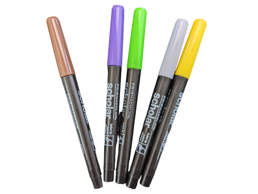 Scholar Bullet tip pens- Assorted colors-Nature set of 5