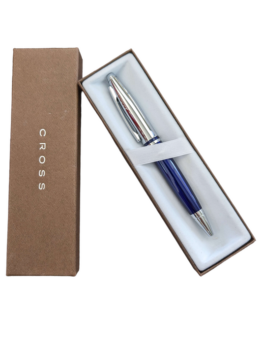 Cross Calais Rollerball & Ballpoint Pen- Lacquer Blue & Silver - New In Gift Box