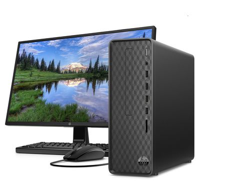 HP Slim S01-aF0006b Desktop PC Bundle, 23.8" Screen, AMD Ryzen 3, 8GB Memory, 256GB Solid State Drive, Windows� 10, 1K0C1AA#ABA