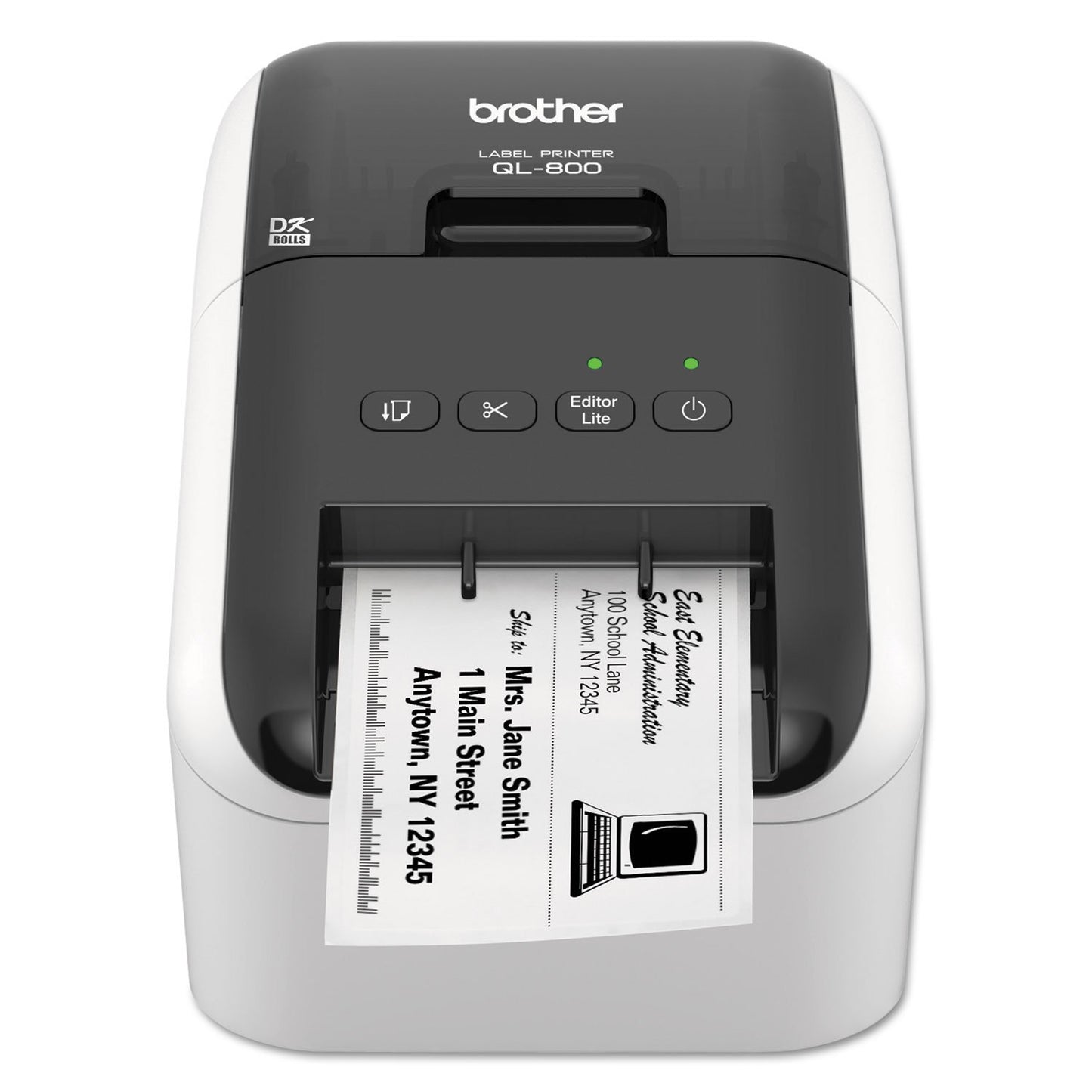 Brother QL-800 High-Speed Professional Label Printer, Lightning Quick Printing, Plug & Label Feature, Brother Genuine DK Pre-Sized Labels, Multi-System Compatible – Black & Red Printing Available