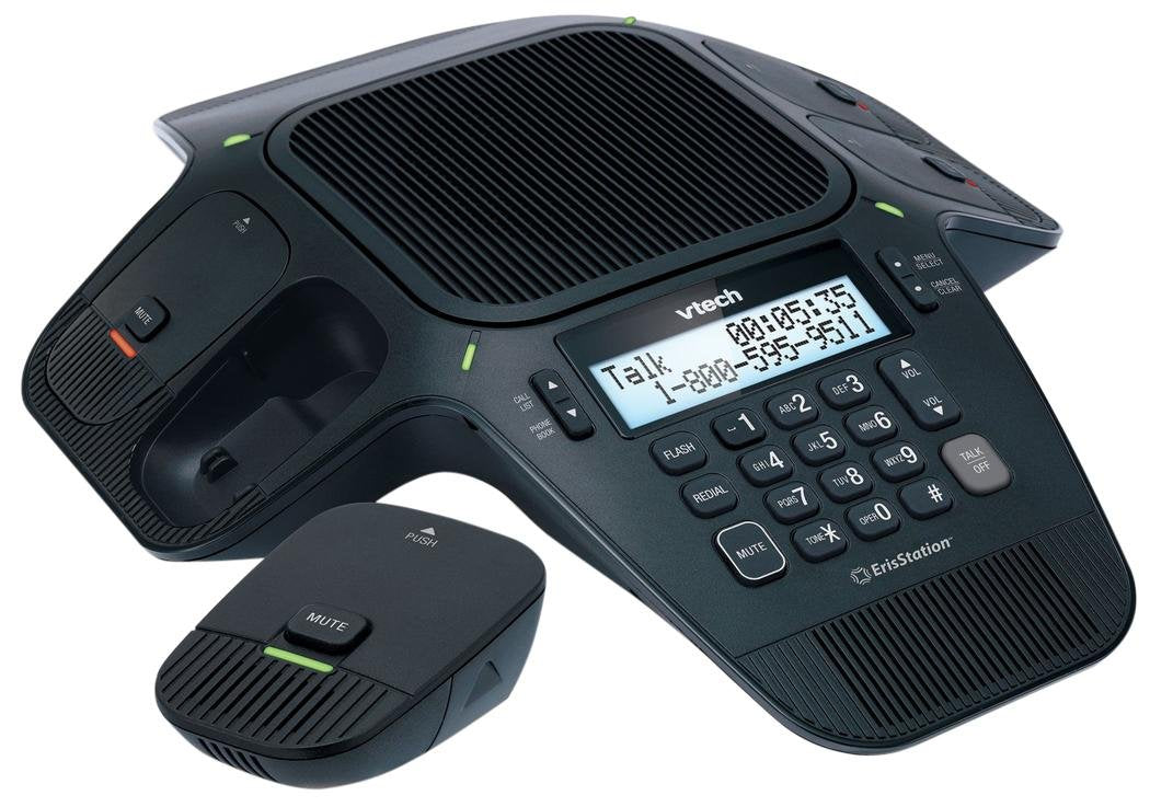 VTech VCS704 ErisStation DECT 6.0 Conference Phone with Four Wireless Mics using Orbitlink Wireless Technology ,Black