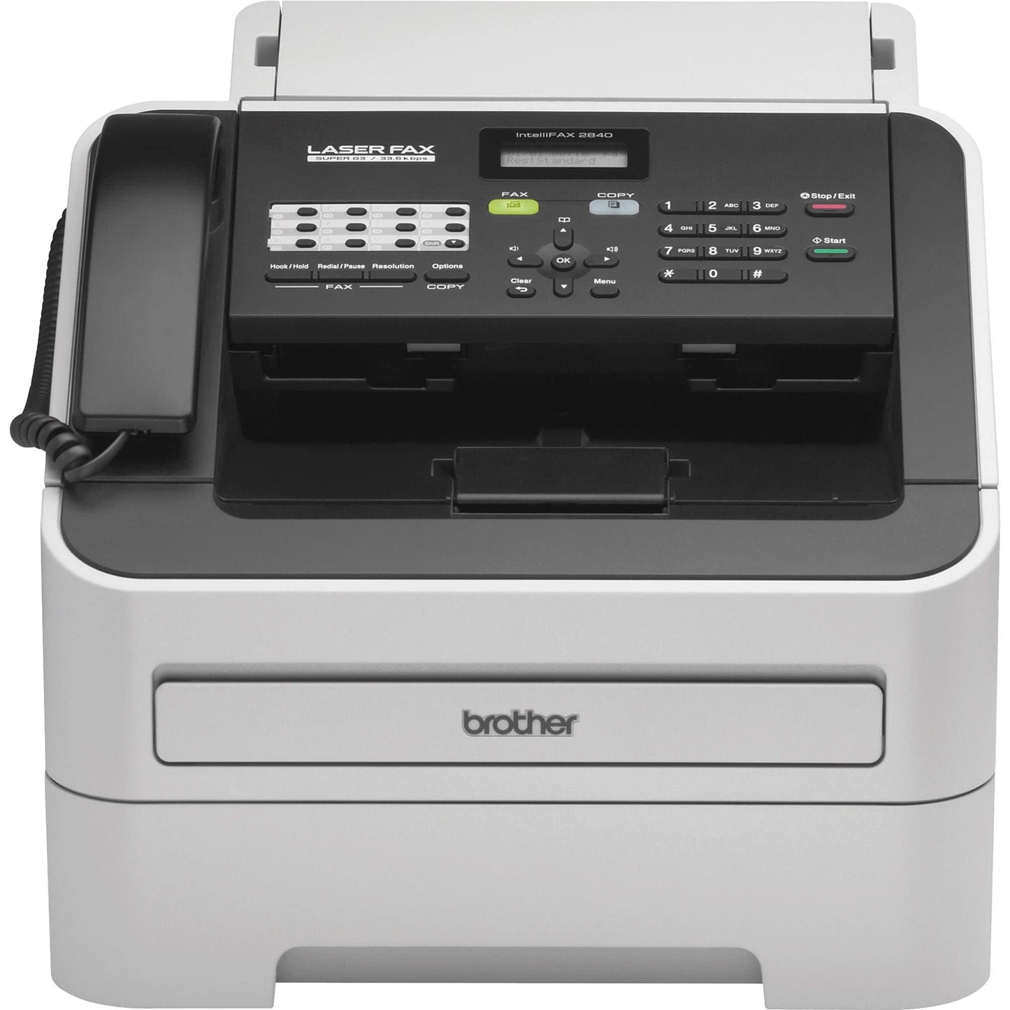 Brother FAX-2840 High Speed Mono Laser Fax Machine, Dark/Light Gray - FAX2840, 17.750x18.125x16.625