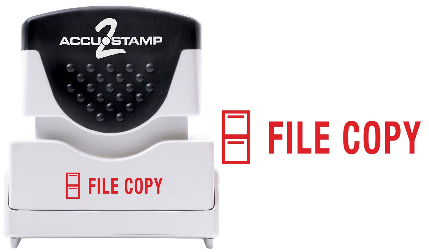 ACCU-STAMP2 Message Stamp with Shutter, 1-Color, FILE COPY, 1-5/8" x 1/2" Impression, Pre-Ink, Red Ink (035615)