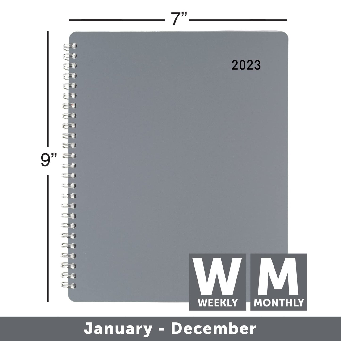 Office Depot� Brand Weekly/Monthly Planner, 7" x 9", Silver, January To December 2023, OD712000