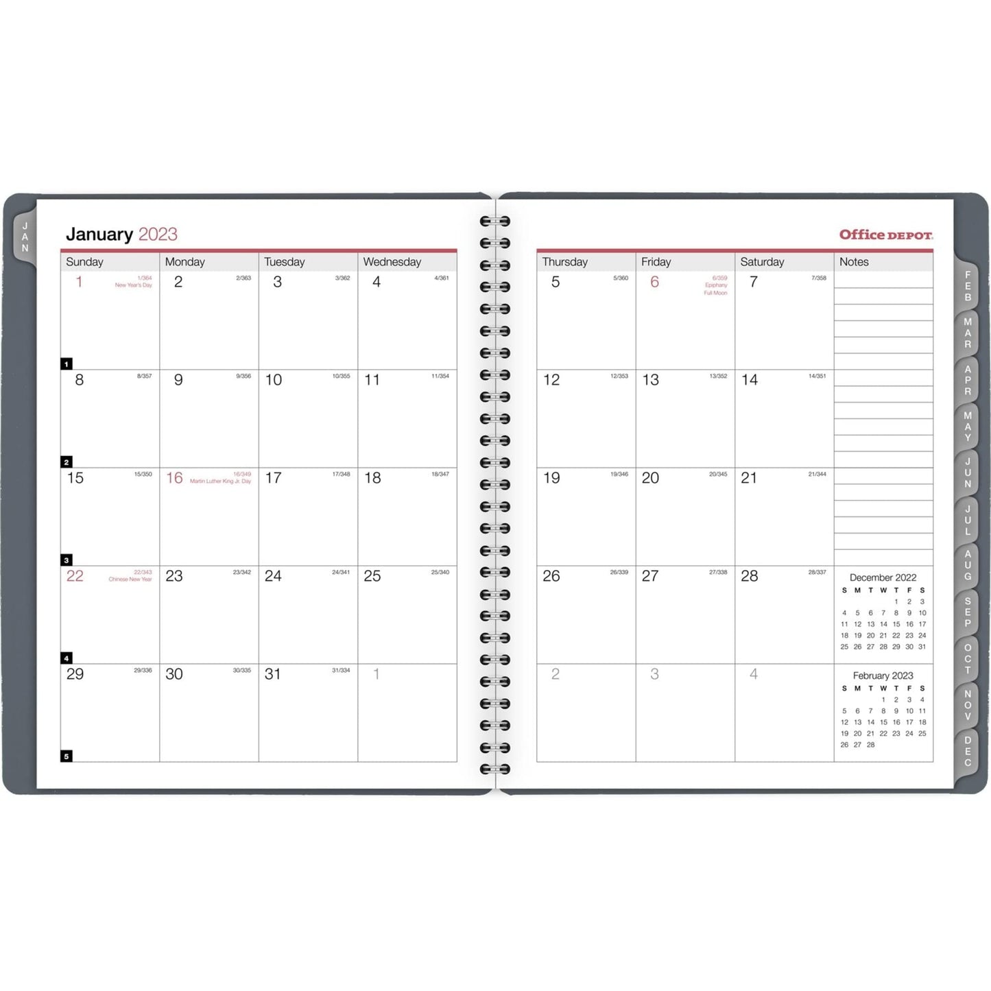 Office Depot� Brand Weekly/Monthly Planner, 7" x 9", Silver, January To December 2023, OD712000