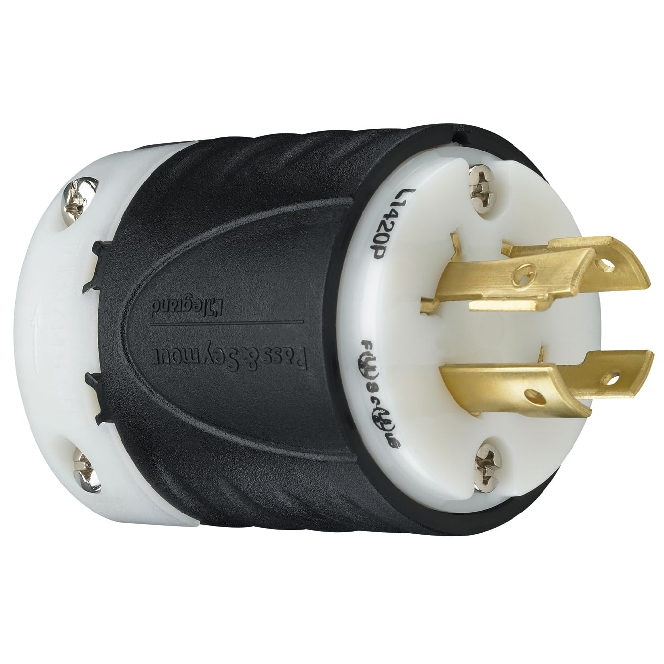 Legrand Pass & Seymour L1420PCCV3 Turnlok Industrial Spec Grade Locking plug, 20 Amp 125/250V, NEMA L14-20P, Black/White (1 Count)