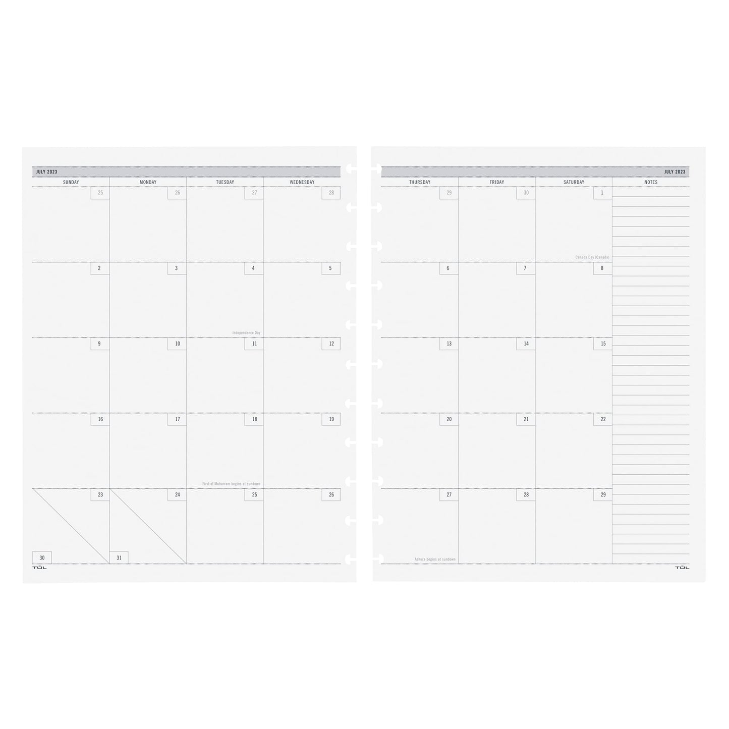 2023-2024 TUL� Discbound Academic Weekly/Monthly Refill Planner Pages, Letter Size, July 2023 to June 2024