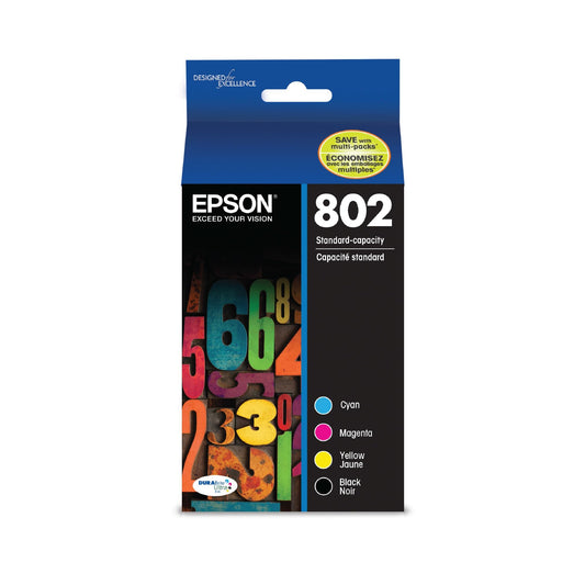 EPSON 802 DURABrite Ultra Ink Standard Capacity Black & Color Cartridge Combo Pack (T802120-BCS) Works with WorkForce Pro WF-4720, WF-4730, WF-4734, WF-4740