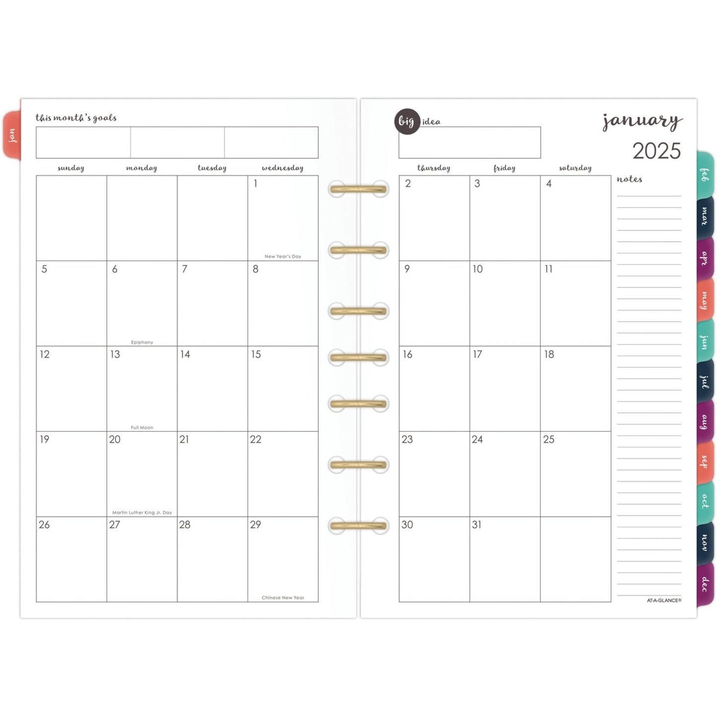 2025 AT-A-GLANCE® Harmony Weekly/Monthly Planner Refill, Desk Size, 5-1/2" x 8-1/2", January To December