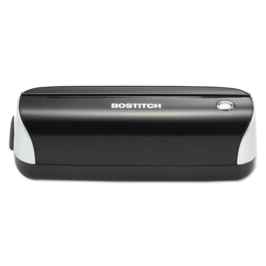 Bostitch Office Electric 3-Hole Punch, AC Adapter or Battery Powered, Max Sheet Capacity 12 Sheets, Black (EHP3BLK)