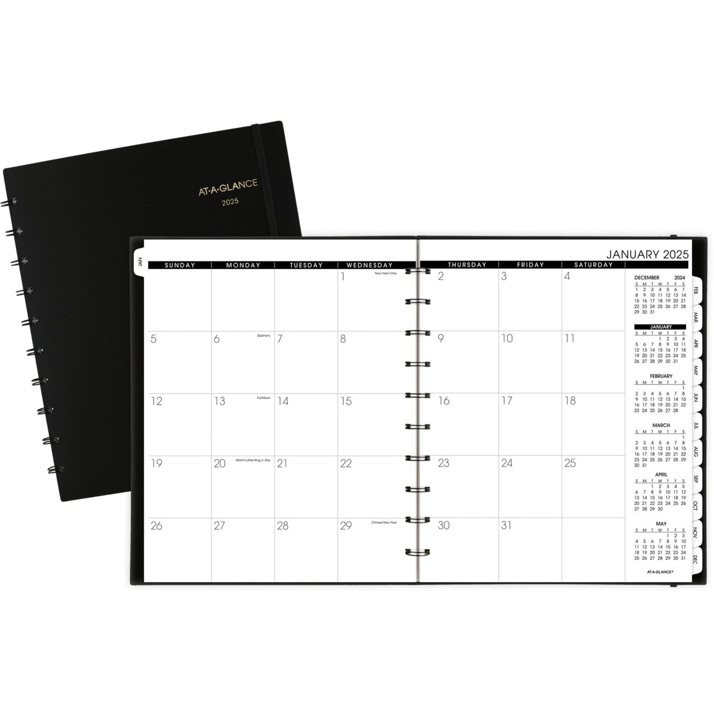 2025 AT-A-GLANCE® Move-A-Page Monthly Planner, 8-3/4" x 11", Black, January to December, 70260E05