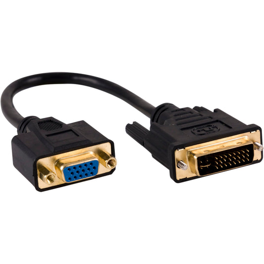 ATIVA® DVI to VGA Pigtail Adapter, DVI-I Male to VGA Female, Video Only, Black