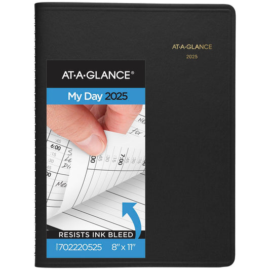AT-A-GLANCE 2025 Appointment Book Planner, Daily, Two Person Group Planner, 8" x 11", Large, Quarter-Hourly, Black (702220525)