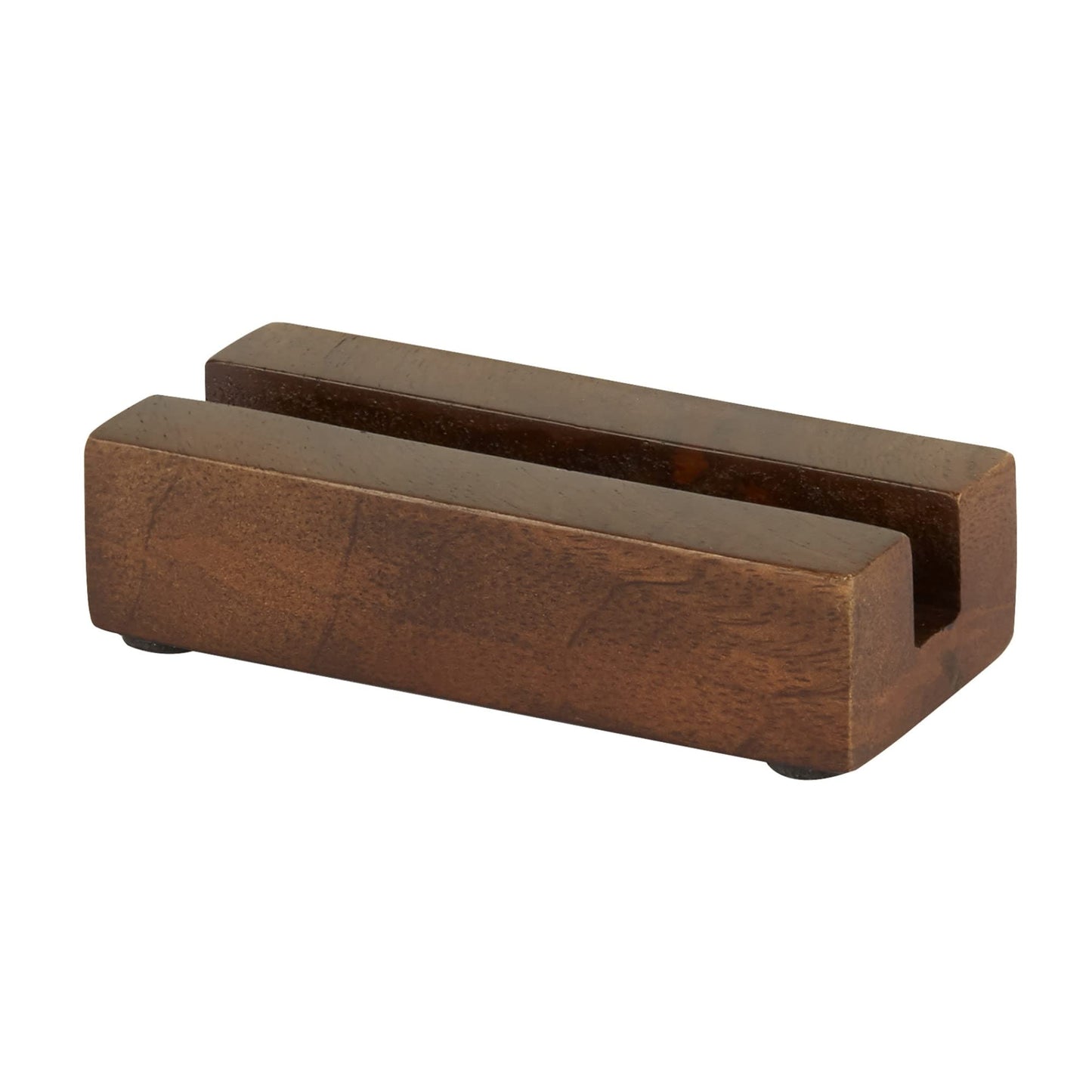 Realspace® Wooden Business Card Holder, 1" H x 4" W x 1-3/4"D, Walnut